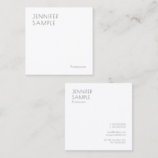 Elegant moderne, eenvoudige Sjabloon op maat Vierkante Visitekaartje (Voorkant / Achterkant)