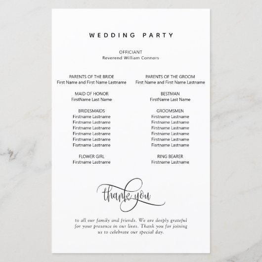 Élégant moderne et simple, programme de mariage de (Dos)