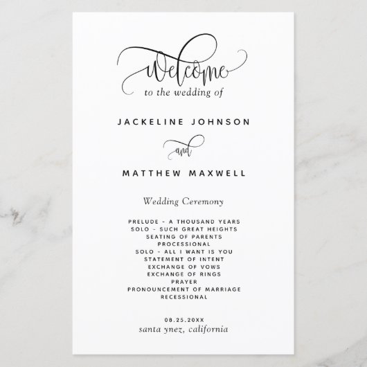 Élégant moderne et simple, programme de mariage de (Devant)