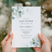 Elégant moderne Eucalyptus Baby shower Invitation