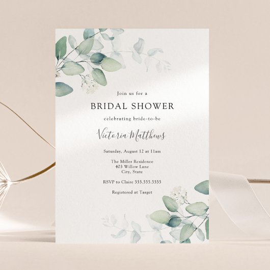 Elegant Moderne Eucalyptus Bridal Shower Kaart