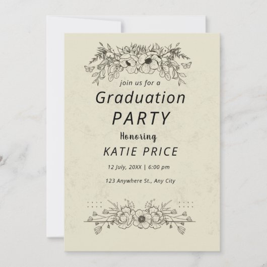 élégant moderne FLORAL Graduation Invitations (Devant)