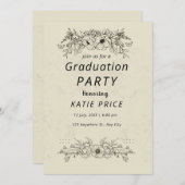 élégant moderne FLORAL Graduation Invitations (Devant / Derrière)