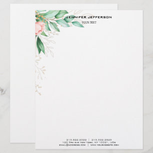 Elegant Moderne Floral Letterhead Briefhoofd