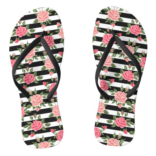 Elegant Moderne Floral Roos Teenslippers (Voetbed)