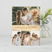 Elegant moderne Gold 4 Mariage photo Carte de reme (Debout devant)
