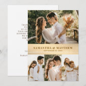 Elegant moderne Gold 4 Mariage photo Carte de reme (Devant / Derrière)