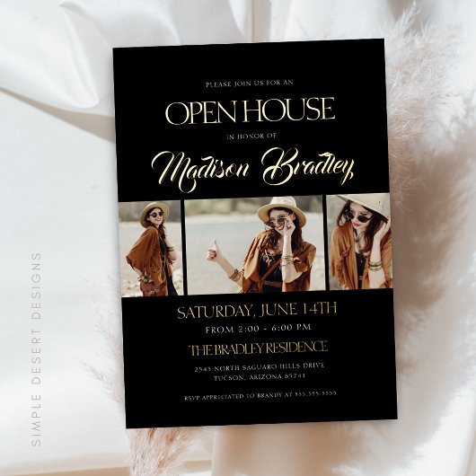 Elégant Moderne Gold Foil Graduation Invitation