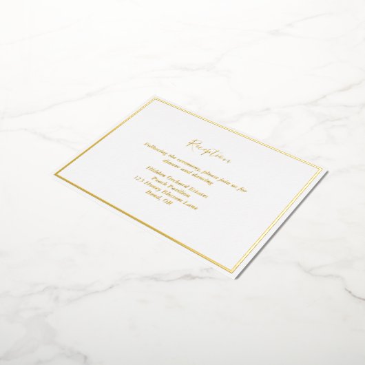 Elegant Moderne Gold Foil Reception Enclosure Kaar Folie Uitnodiging Briefkaart (Gedraaid)