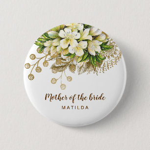 Elegant moderne goudbloem-moeder van de bruid ronde button 5,7 cm