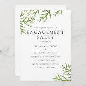 Elegant Moderne Greenery Engagement Party nodigt u Kaart (Voorkant / Achterkant)