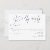 Elégant moderne gris gris de mariage carte RSVP (Devant)