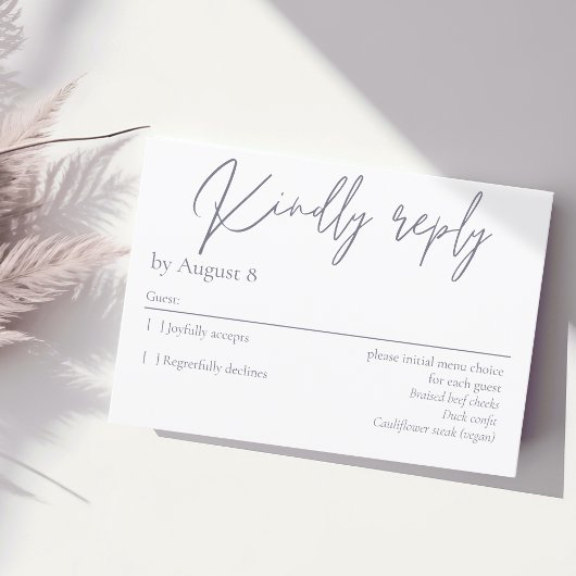Elégant moderne gris gris de mariage carte RSVP