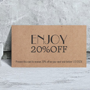 Élégant Moderne Imprimé Kraft Coupon Beauté