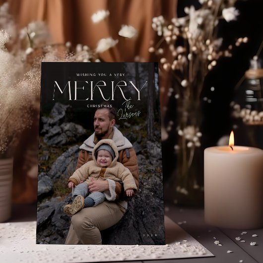 Elégant moderne Joyeux Noël photo Carte de vacance