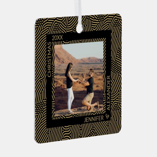 Elegant Moderne kerstparen Foto Metalen Ornament (Voorkant Rechts)