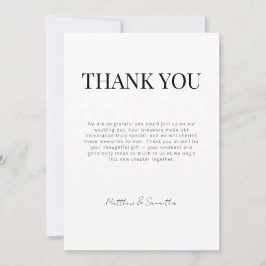 Elégant Moderne M. et Mme Mariage Merci (Dos)