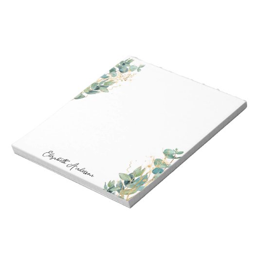 Elegant Moderne Manuscript Eucalyptus Greenername Notitieblok (Gedraaid)