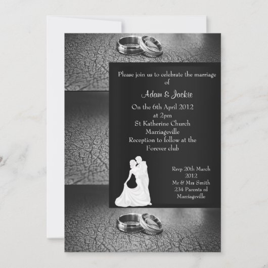 ELÉGANT & MODERNE Mariage anneau invitation noir b (Devant)