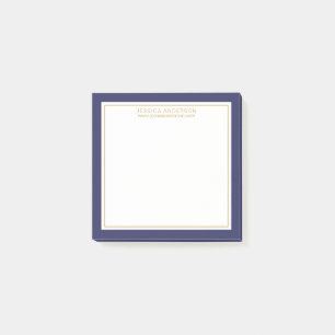 Elegant & moderne marine/wit/goud gepersonaliseerd post-it® notes