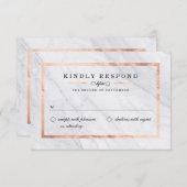 Elegant moderne marmer- en Roos Gold RSVP-kaarten RSVP Kaartje (Voorkant / Achterkant)