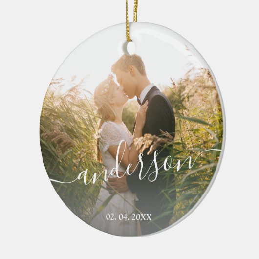 Elegant moderne, minimale aangepaste familiefoto keramisch ornament (Links)