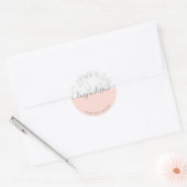 Elegant moderne, minimale zwarte roze en marmer-sc ronde sticker (Envelop)