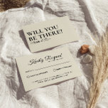 Élégant moderne noir & crème Retro Bold Mariage<br><div class="desc">Une simple et élégante calligraphie colorée carte rsvp de mariage rétro. Il a un vintage arrière - plan crème design moderne avec script noir. Minimaliste et chic avec des lettres fantaisistes et audacieuses. Il est entièrement modifiable en cliquant sur le bouton Personnaliser.</div>