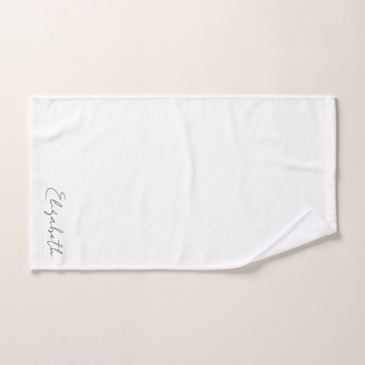 Élégant moderne Nom manuscrit Modèle Blanc (Serviette à main)
