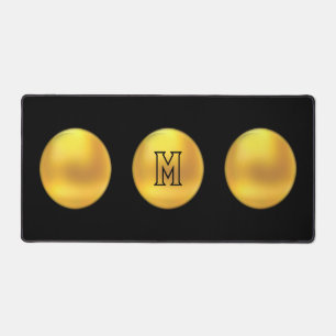 Élégant Moderne Or Points & Monogramme sur Noir