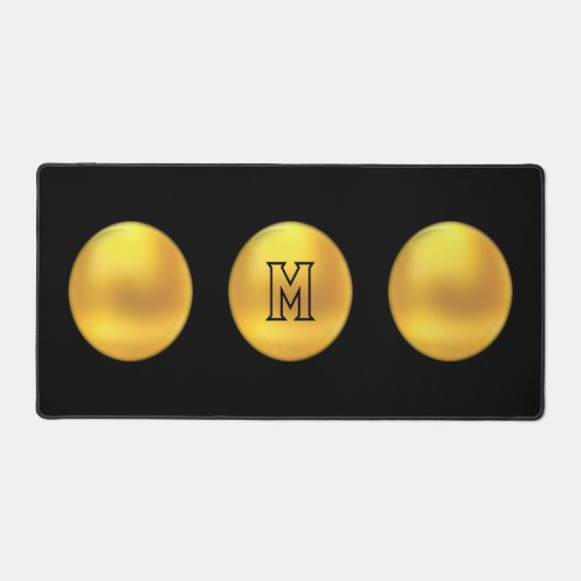 Élégant Moderne Or Points & Monogramme sur Noir (Recto)