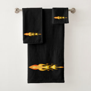 Élégant Moderne Orange Jaune Flamme de Feu sur Fon