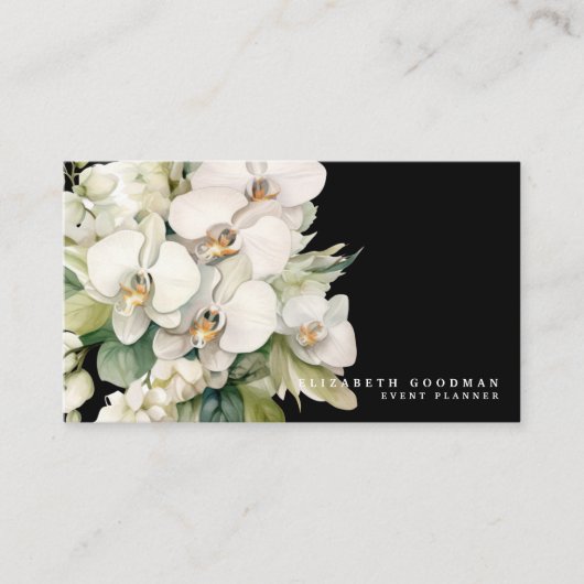 Elégant moderne Orchidées Blanches Cartes de visit (Devant)