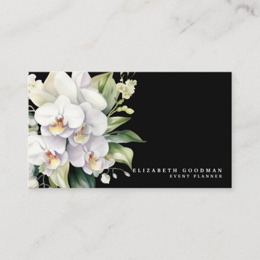 Elégant moderne Orchidées Blanches Cartes de visit (Devant)