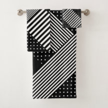 Élégant Moderne Rayure Noire Points Blancs