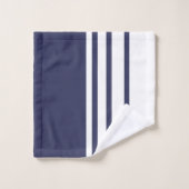 Élégant, moderne, rayures blanches sur bleu marine (Gant de toilette)