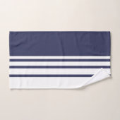Élégant, moderne, rayures blanches sur bleu marine (Serviette à main)