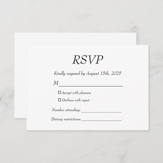 Élégant moderne réponse à la demande Noir et blanc (Devant / Derrière)