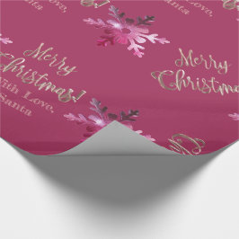 Elegant moderne roze rode sneeuwvlokken kerst cadeaupapier