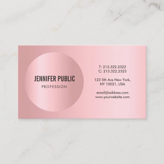 Elegant moderne roze roze roze goudSjabloon Visitekaartje (Voorkant)