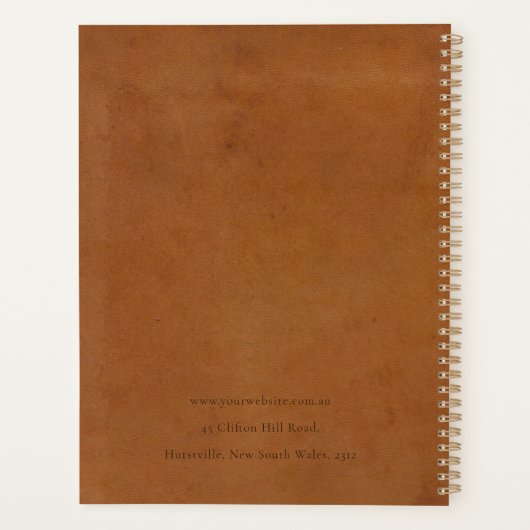 Élégant Moderne Rustique Tan Tan Texture Cuir Pers (Dos)