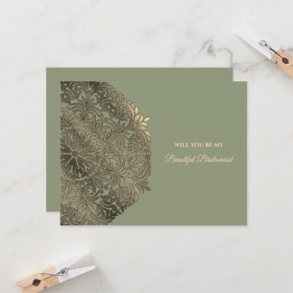 Elegant moderne saliegroene gouden bruidsmeisjesvo kaart