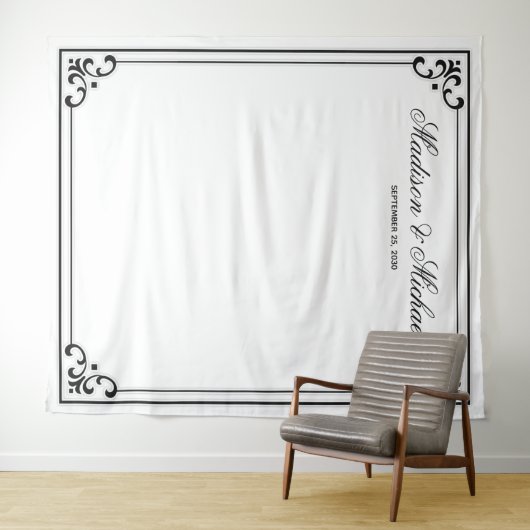 Elegant Moderne Script Wedding Photo Booth Backdro Wandkleed (In Situ (horizontaal))