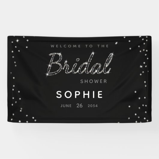 Elegant Moderne Sparkle Glitter Vrijgezellenfeest  Spandoek (Horizontaal)