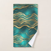 Elégant Moderne Stripes Or Turquoise Turquoise Ble (Serviette à main)