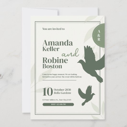 Elégant Moderne Vintage Mariage Invitation (Devant)