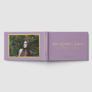 Elégant moderne violet or photo Quinceañera