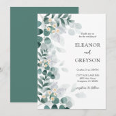 Elegant Moderne Waterverf Eucalytus Wedding Kaart (Voorkant / Achterkant)