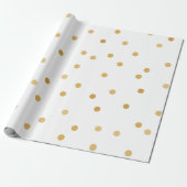 Elegant Moderne White Gold Confetti Stippen Cadeaupapier (Uitgerold)
