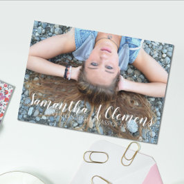 Elegant Modieuze Script 5 x 7 Foto Afstudeerkaart Kaart